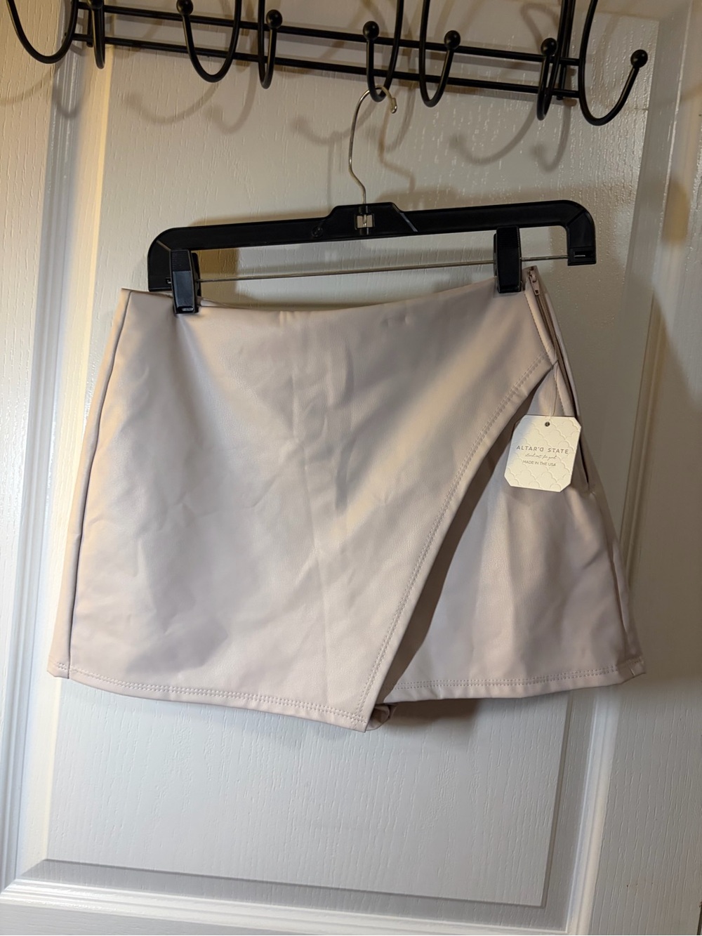 Altar'd State Pale Pink Faux-Leather Wrap Mini Skort